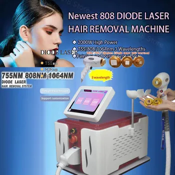 Горячая продажа Профессионального 808-миллиметрового диодного лазера ice titanium 808-нм диодного аппарата для удаления волос diode laser hair re