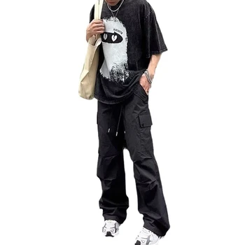 Красивый мужской комбинезон с несколькими карманами, мужские повседневные брюки модного бренда ins в гонконгском стиле, брюки в функциональном стиле для хай-стрит