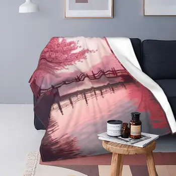 Бридж из вишневого цвета Ультрамягкое одеяло из микрофлиса Модная теплая гостиная в нескольких стилях