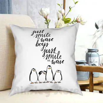 Просто улыбнись и помаши мальчикам, Наволочка для подушки с принтом, домашняя мягкая подушка, просто улыбнись и помаши мальчикам, Мадагаскарские пингвины