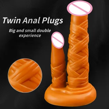 2023 Новых силиконовых анальных пробок-близнецов Backyard, имитирующих эротику для взрослых, Фаллоимитаторы для мужчин и женщин, мастурбаторы для мужчин, секс-игрушки для мужчин 18+