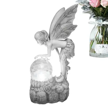 Статуэтка садового ангела, статуэтка декоративного Ангела из смолы со светодиодной подсветкой, декоративное искусство, Садовый декор, подарок на новоселье