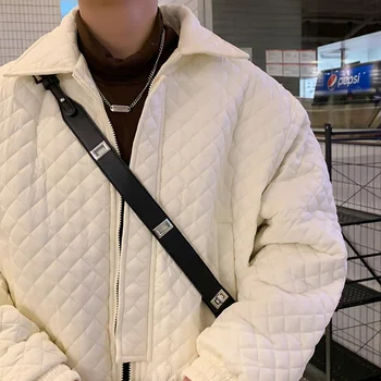 Новая мужская пуховая куртка в японском стиле для мужа с контрастными теплыми парками в стиле ретро, Зимняя уличная одежда в клетку Оверсайз, пузырчатое пальто G26
