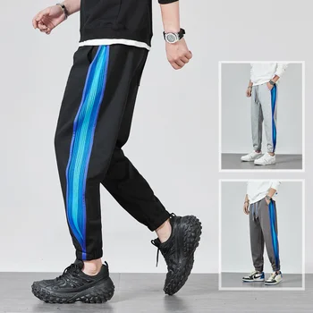Весенне-летние мужские спортивные брюки, повседневные мужские спортивные штаны для бега трусцой на открытом воздухе, хип-хоп, Однотонные уличные Мягкие мужские мешковатые брюки