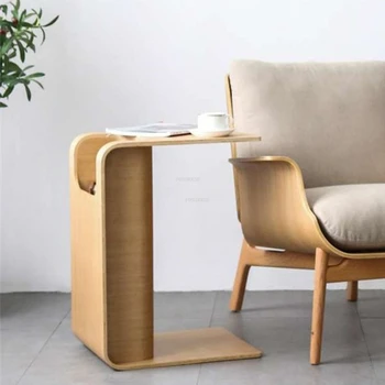 Журнальные столики из массива дерева Nordic Creative, Современная мебель для гостиной, Домашний угловой стол, Простой диван, приставной столик, шкаф для хранения