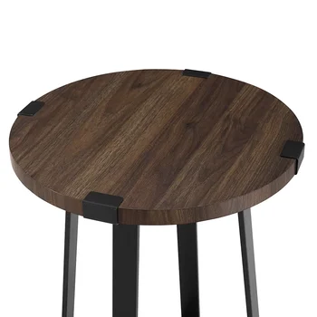 Круглый приставной столик в деревенском стиле из дерева и металла