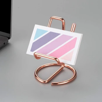 Визитница для стола, металлическая подставка для визитных карточек, настольная визитница для офиса (розовое золото)