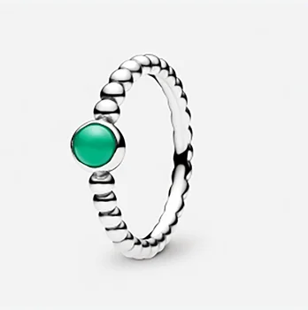 Серебро S925 Пробы Великолепное кольцо из стерлингового серебра с зеленым бирюзовым камнем для женщин