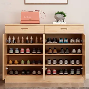 Современные обувные шкафы из массива дерева; Домашняя мебель для гостиной; Многослойные стеллажи для обуви; Шкаф для гостиной; Входной шкаф для хранения