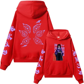 2023 Аниме Demon Slayer Kokushibou Толстовка с принтом, пуловер Harajuku, Толстовка унисекс, одежда с карманами