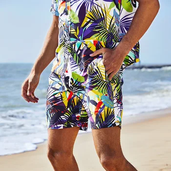 Новые мужские летние шорты, свободные, в тонкую четверть большого размера, быстросохнущие, облегающие мужские шорты, спортивные, повседневные, с принтом кокосовой пальмы, пляжные