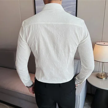 Рубашка с принтом 2024 года, Весенняя брендовая мужская одежда в полоску с длинными рукавами, Клубный Выпускной, Тонкая уличная одежда S-4XL