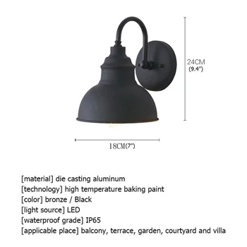 Уличный настенный светильник RONIN, бра, Классическое светодиодное освещение, Водонепроницаемое IP65, домашнее украшение для крыльца