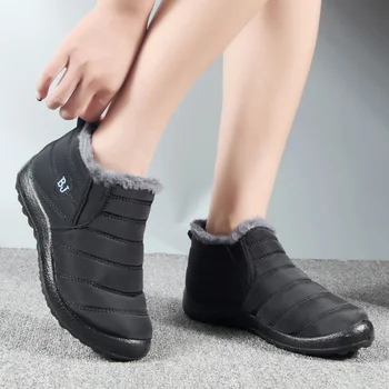Зимние водонепроницаемые ботильоны для женщин 2023 г., теплая плюшевая женская обувь, повседневные нескользящие ботинки на толстой подошве с круглым носком для улицы