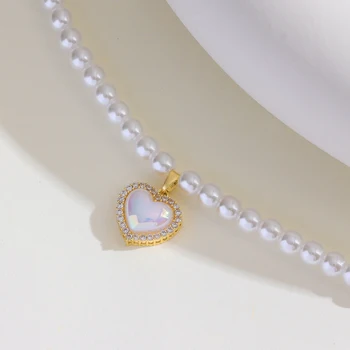 Новые Ожерелья с жемчужной подвеской Aurora Mermaid Love Heart с жемчужным кулоном для женщин, Модное Роскошное Жемчужное колье, ювелирные изделия для девочек, подарок для вечеринки
