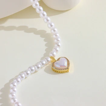 Новые Ожерелья с жемчужной подвеской Aurora Mermaid Love Heart с жемчужным кулоном для женщин, Модное Роскошное Жемчужное колье, ювелирные изделия для девочек, подарок для вечеринки